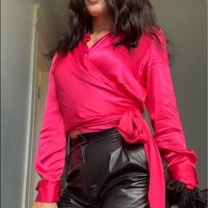 Hot Pink Wrap Blouse